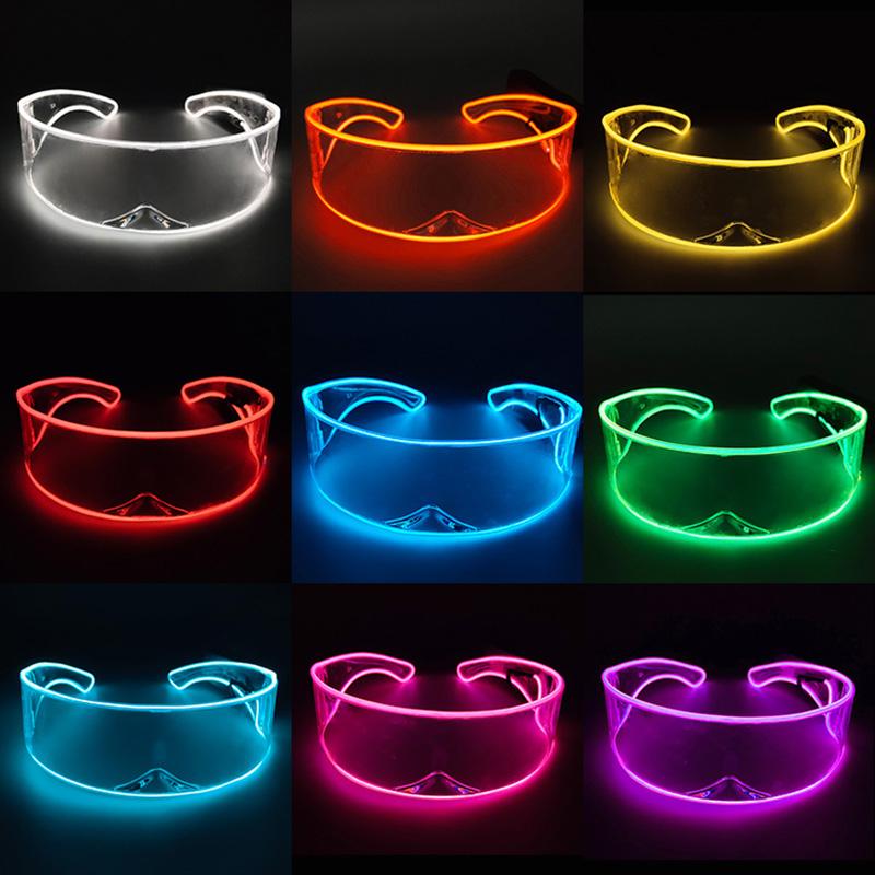 Wireless Glowing Led Glasses NightClub Masquerade Concert Performance Props DJ LIGHT Y2k Glasses Futuristic Robot Led Sunglasses