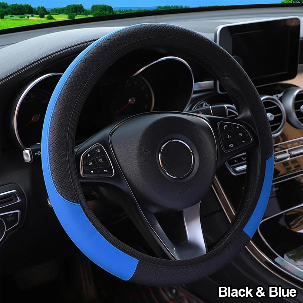 Sport Car Steering Wheel Covers Anti-Slip PU Leather fit 37~38cm Steering Wheel Car-styling 9 Colors Auto Accessoires Universal