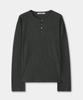 EXCONTAINER Henley Neck Waffle Long Sleeve (Charcoal)