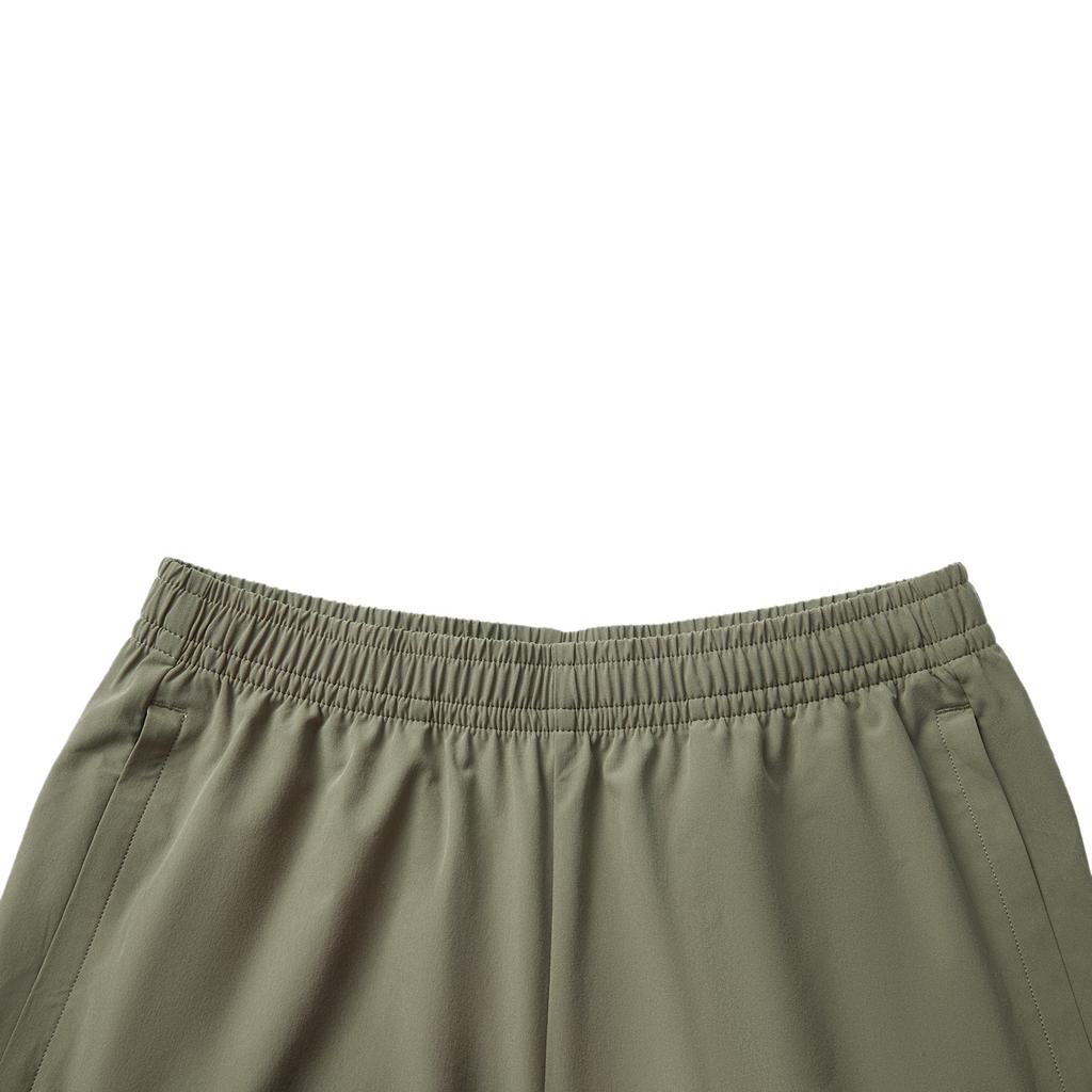 Li Ning Fitness Series Solid Color Mid Waist Drawstring Quick Dry Straight Leg Sports Shorts Men Shorts Tea-Green AKSV111-5