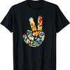 Elegant Silhouette Wildflowers Floral Peace Sign Hand T-Shirt(65)
