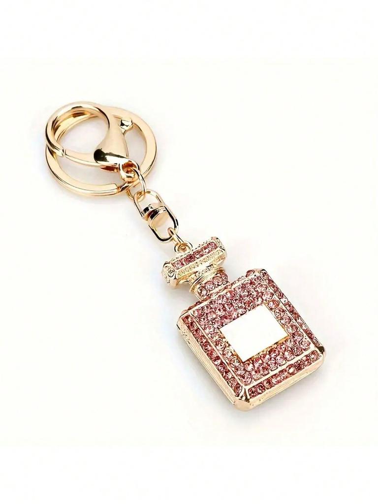 Creative And Fashionable Rhinestone Car Pendant Keychain Rhinestone Perfume Bottle Ladies Bag Pendant Accessories Gifts