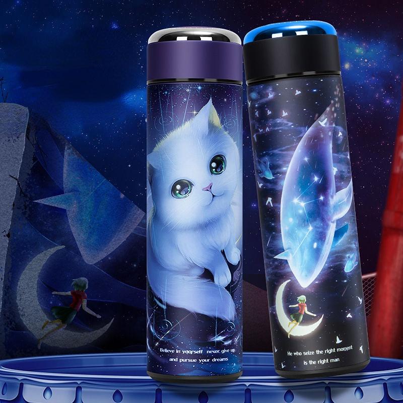 Stor Kapacitet Intelligens Termosmugg 500ml Vakuumflaskor Bärbar Rostfri Stål Termosmugg Vattenflaska Rese Temugg Kontors Termosmugg