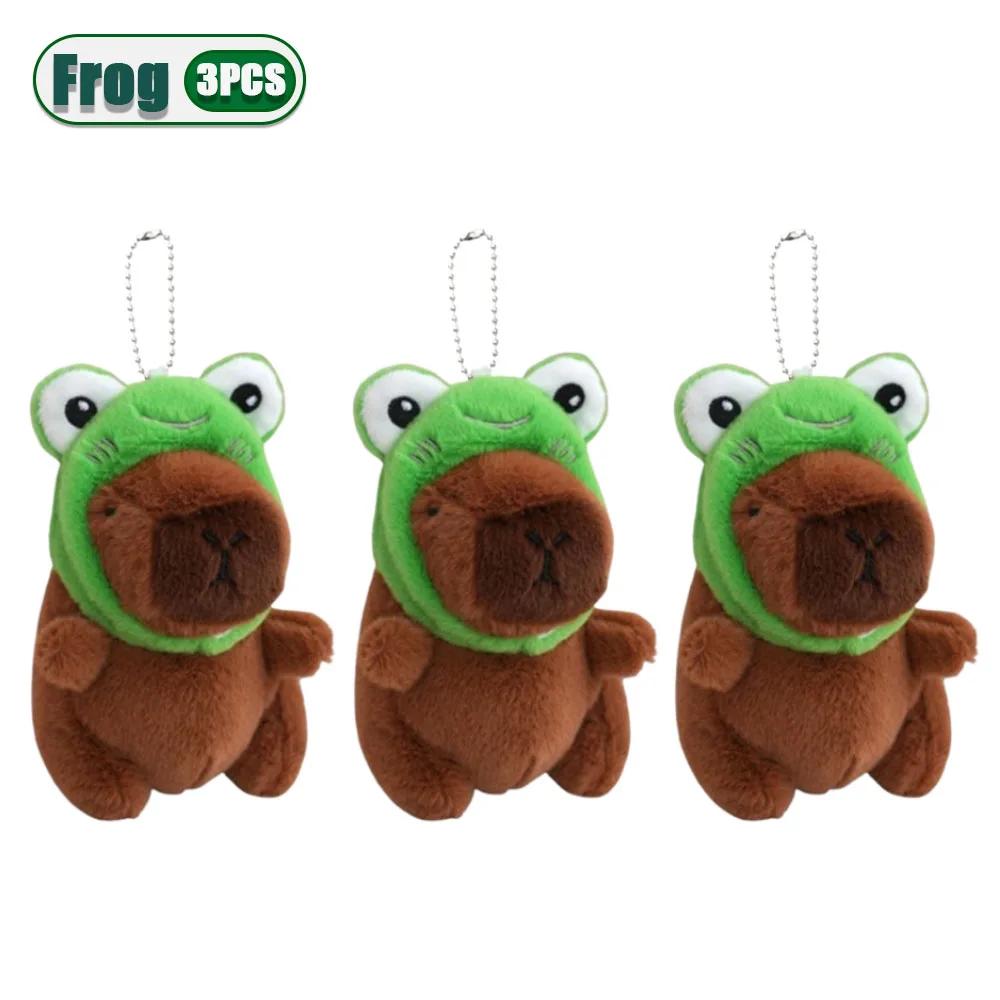 1-20 STUKS Kikker Capybara Pluche Pop Hanger Sleutelhanger Tas Bedeltje Schattig Cartoon Pluche Speelgoed Kinderen Verjaardag Vakantie Kerstfeest Cadeau green