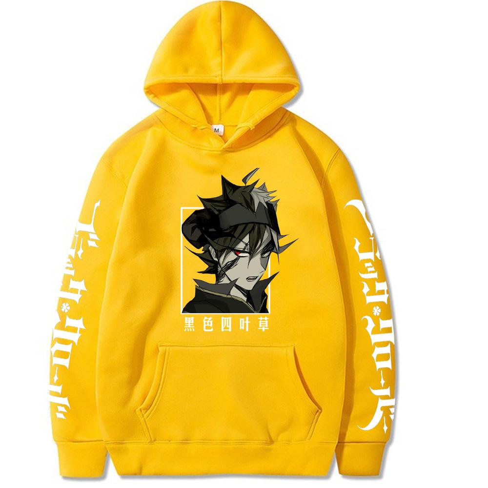 Burakku Asuta Black Clover Printed Graphic Hoodies Vintage Oversized Hooded Long Sleeves Hoodie Men Women Clothes