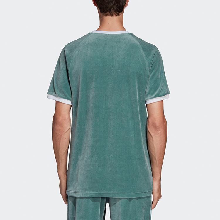 Adidas Originals Trefoil Retro Stripe Bequemes T-Shirt mit Rundhalsausschnitt (Version X) Herren Tops Grün DV1623