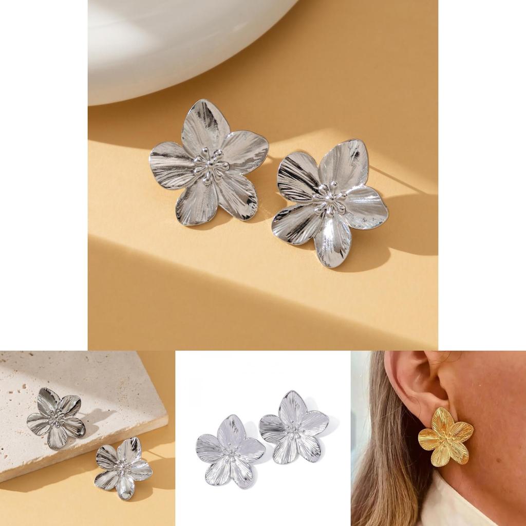 Chic Ins Style Gold Alloy Floral Earrings For Women Perfect For Any Occasion