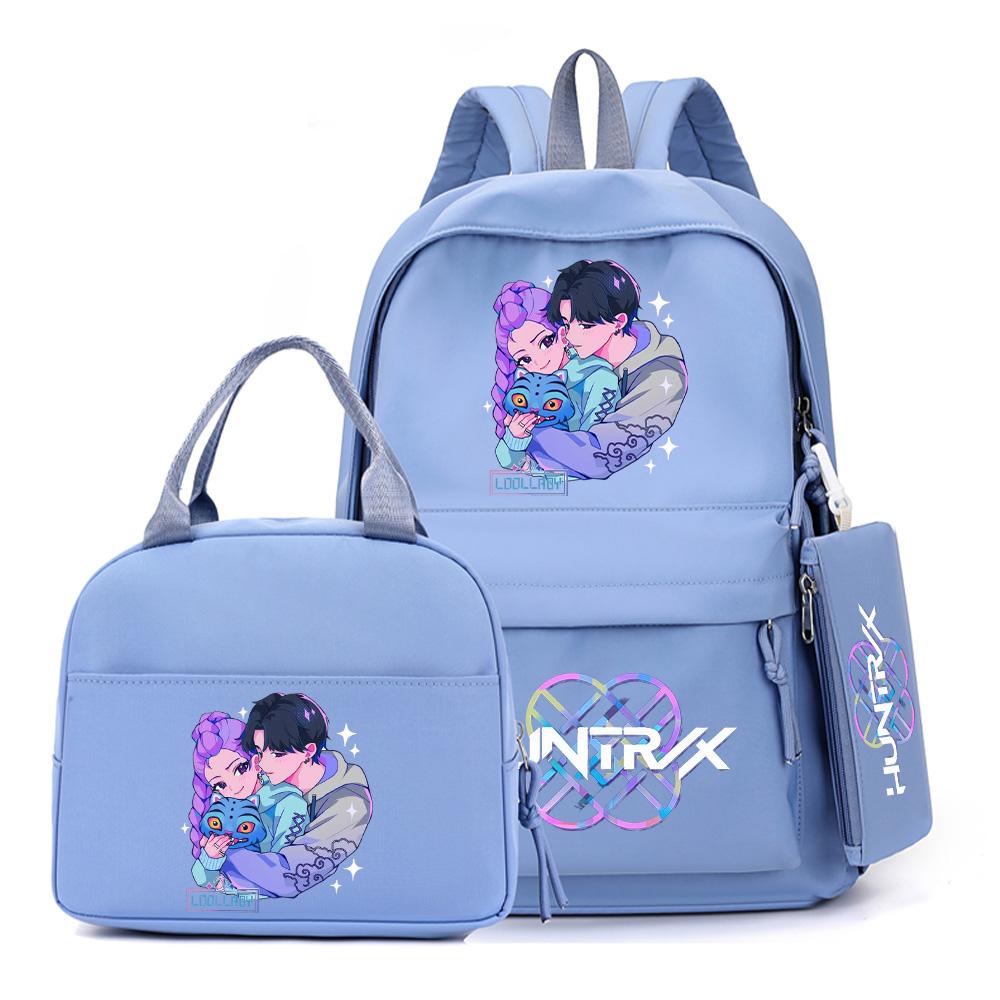 4-teiliges/Set Cartoon K-Pop bedruckter Rucksack mit Federmäppchen Handtasche für Teenager Schüler Junge Mädchen Schultasche Schultasche Große Kapazität Reisetasche Mochila
