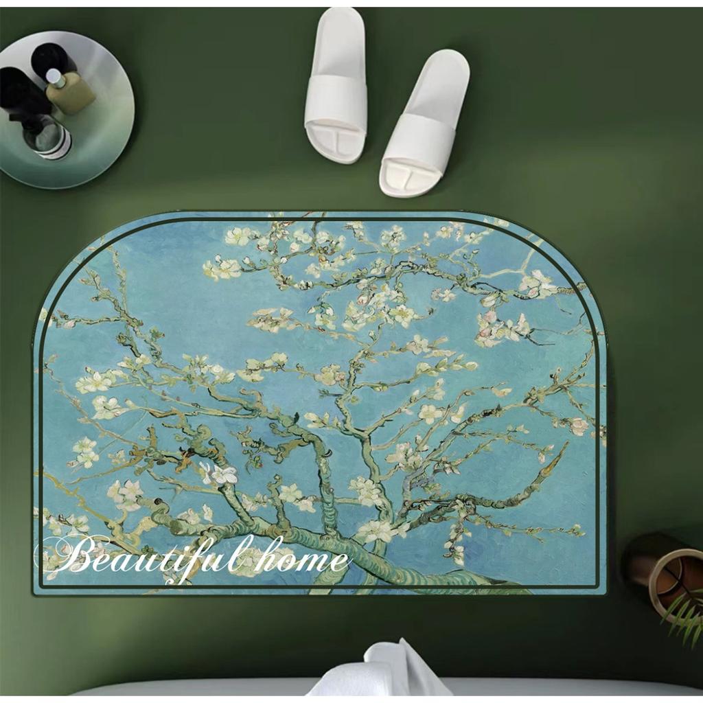 Oil Painting Wind Mat Absorbent Mat Cushioned Bathroom Foot Mat Bathroom Toilet Non-slip Absorbent Mat Carpet Door Mat Entry