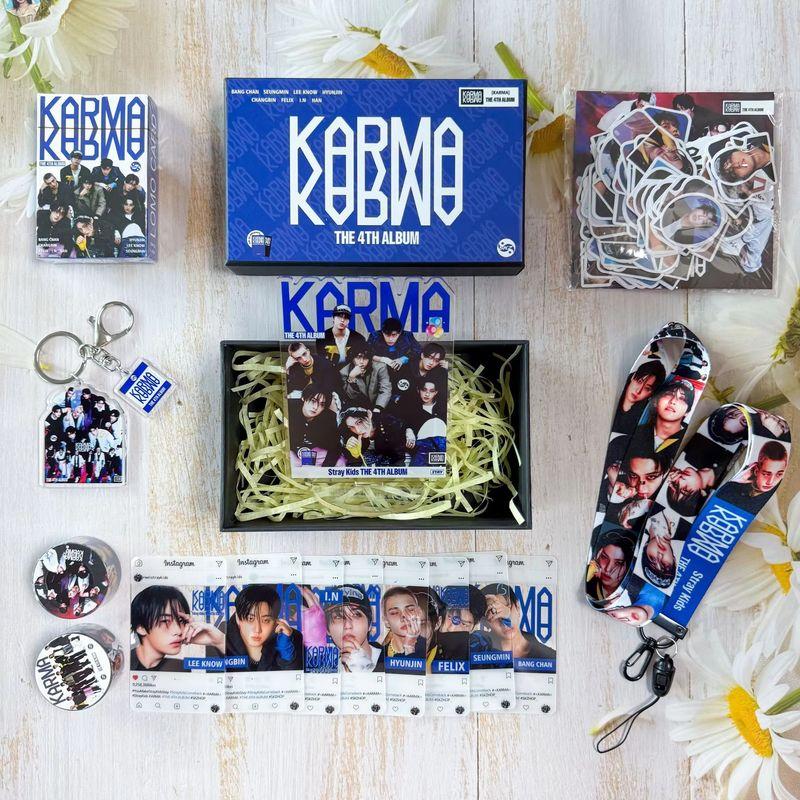 Skzoo Stray Kids Fan Gift Box With Karma Album Keychain Stickers And Peripheral Set Featuring Felix Hyunjin Collectibles