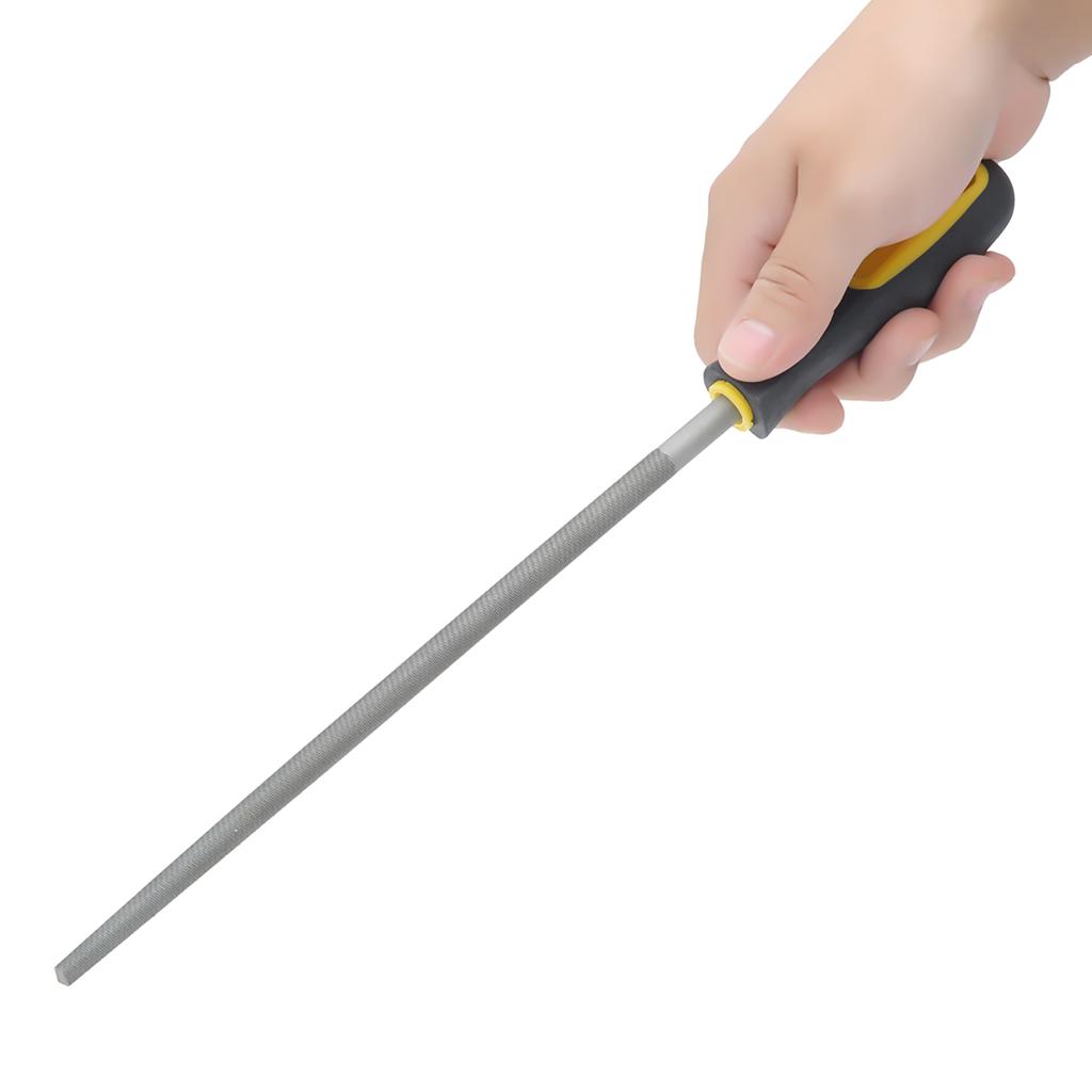 10in Round Mill Steel File Rasp with Handle Sharpening Shaping Tool for Metal Leather