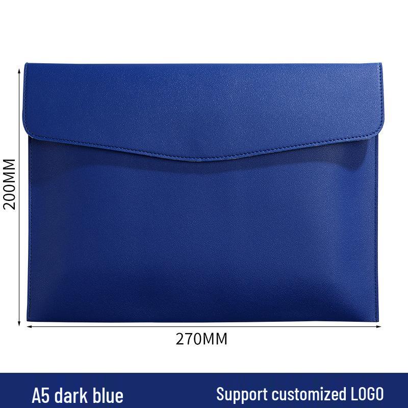 Custom Waterproof A4 Leather Document Folder with Snap Button for Business - Thickened File Bag with Logo Printing