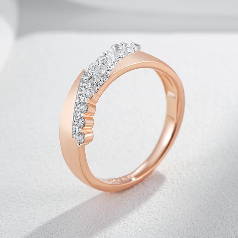 Luxury Shiny Natural Zircon Rings For Women  Rose Gold  Color Mix Setting Slim Design Bride Wedding Jewelry