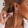 Bow French Tassel Earrings Simple Imitation Pearl Earrings