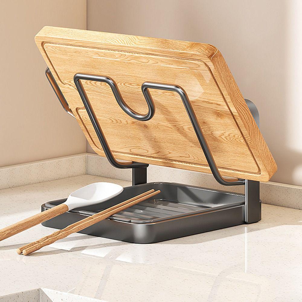 Double Layer Pot Lid Rack Non-slip Large Capacity Cutting Board Holder Draining Pot Lid Organizer