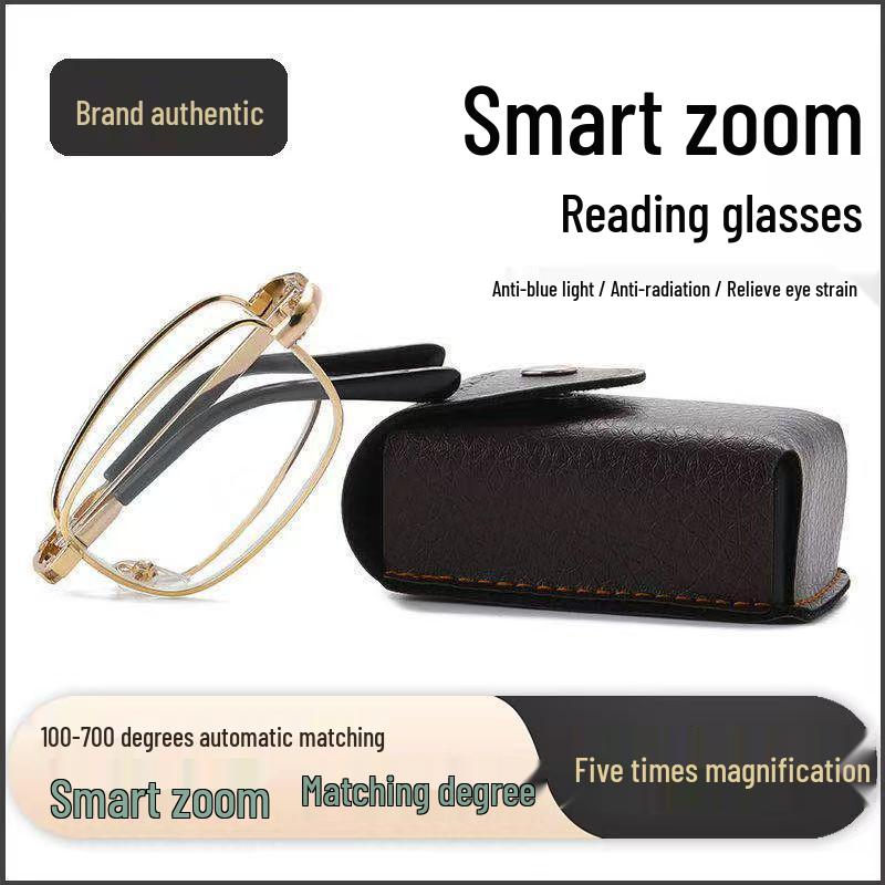 Intelligenter Zoom Tragbare Faltbare Unisex HD Lesebrille mit Blaulichtfilter für Nah- und Fernsicht