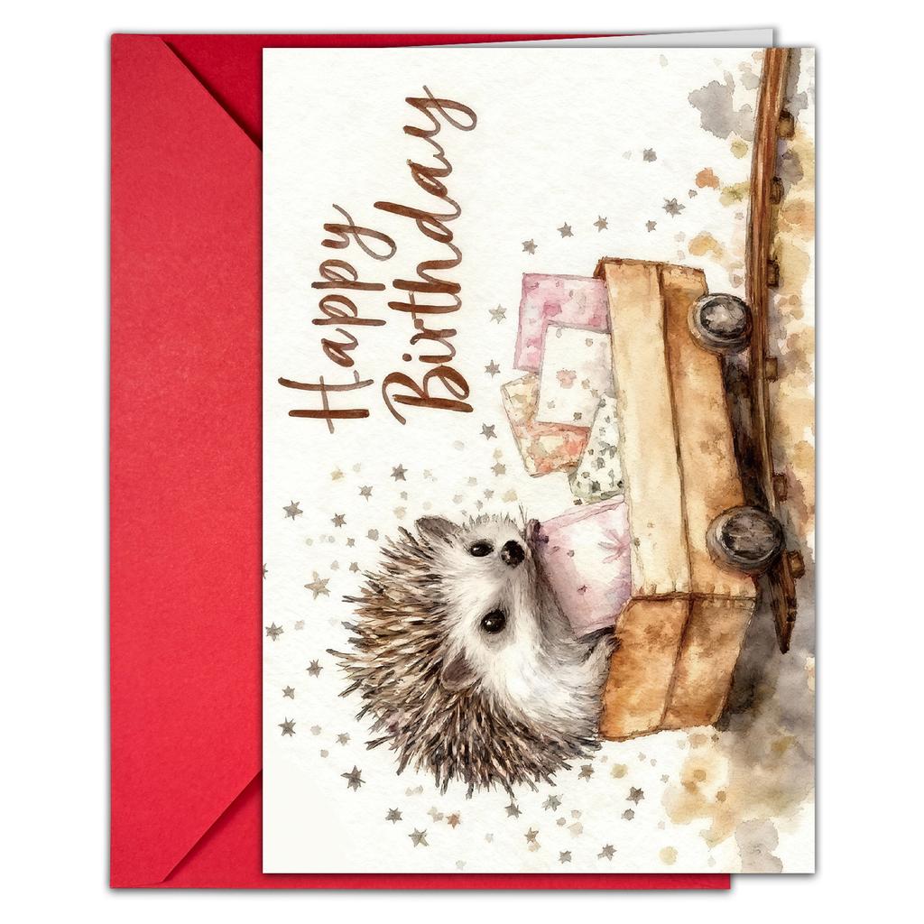 Watercolor Wind Birthday Greeting Card Envelope Set Handwritten Greetings Card Message Large Size