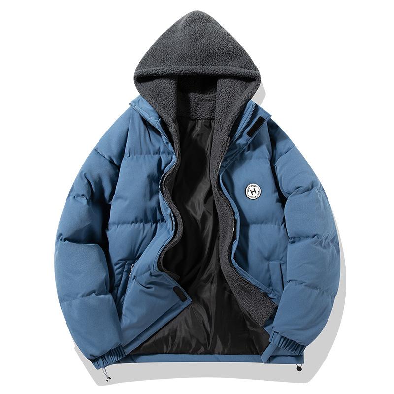 

Новый утолщенный модный топ, мужское зимнее молодежное теплое двухкомпонентное пальто с капюшоном и поддельной хлопковой подкладкой M тёмно-синий