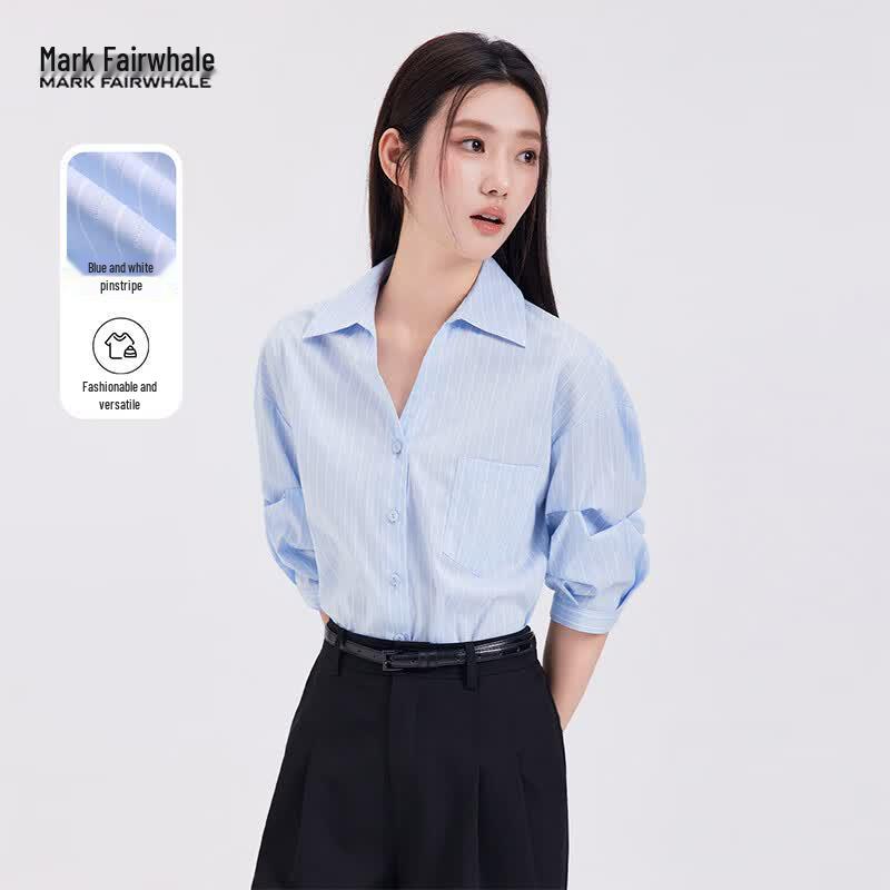 MARK FAIRWHALE Women s Striped Short-Sleeve Commuter Shirt S