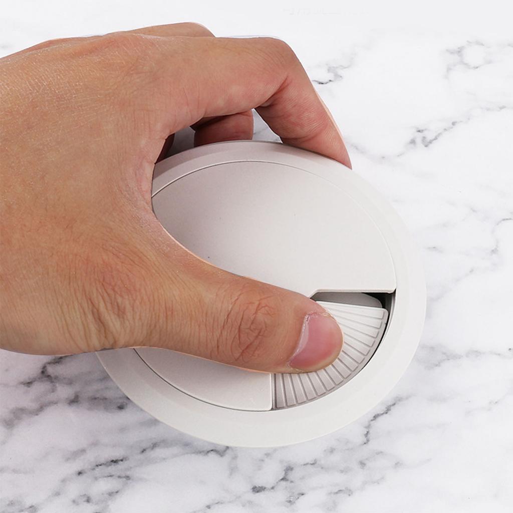 6pcs Desk Grommet White 3 Inch ABS Plastic Round Desk Cord Hole Cover for Home Office Table