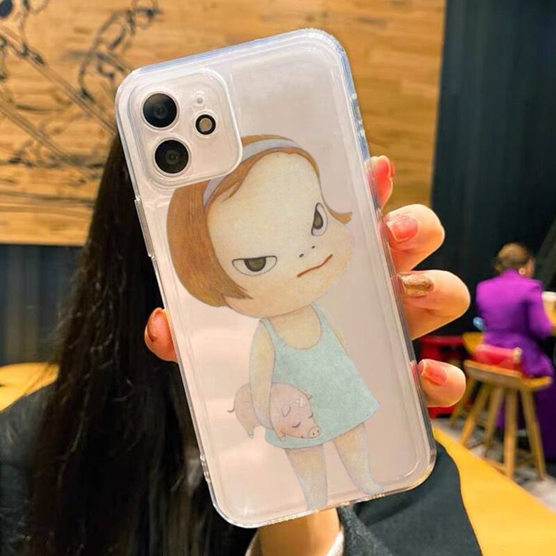 Yoshitomo Nara Phone Case For iPhone 11 12 13 14 Mini Pro Max XR X XS TPU Clear Case For 8 7 6 Plus SE 2020