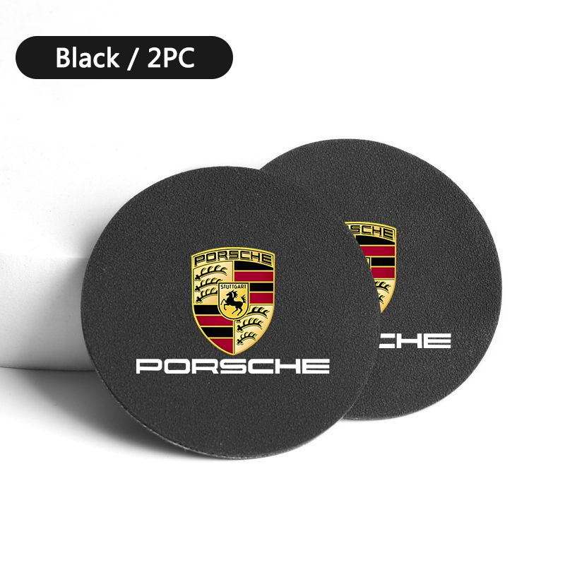 

2PC Luxury Car Coaster Water Bottle Cup Holder Mat Anti-slip Pad For Porsche Cayenne Panamera Macan 911 718 918 Taycan Boxster