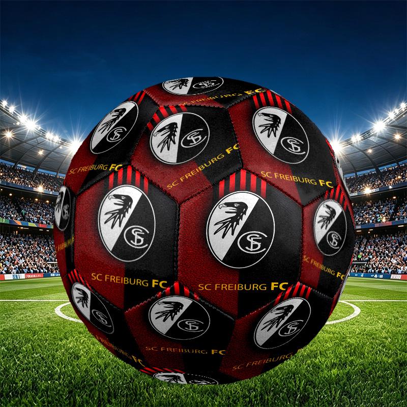 SC Freiburg Print Size 5 Soccer Ball, PU Wear Resistant Football for Match Training and Daily Practice, Birthday Gift for Soccer Fans