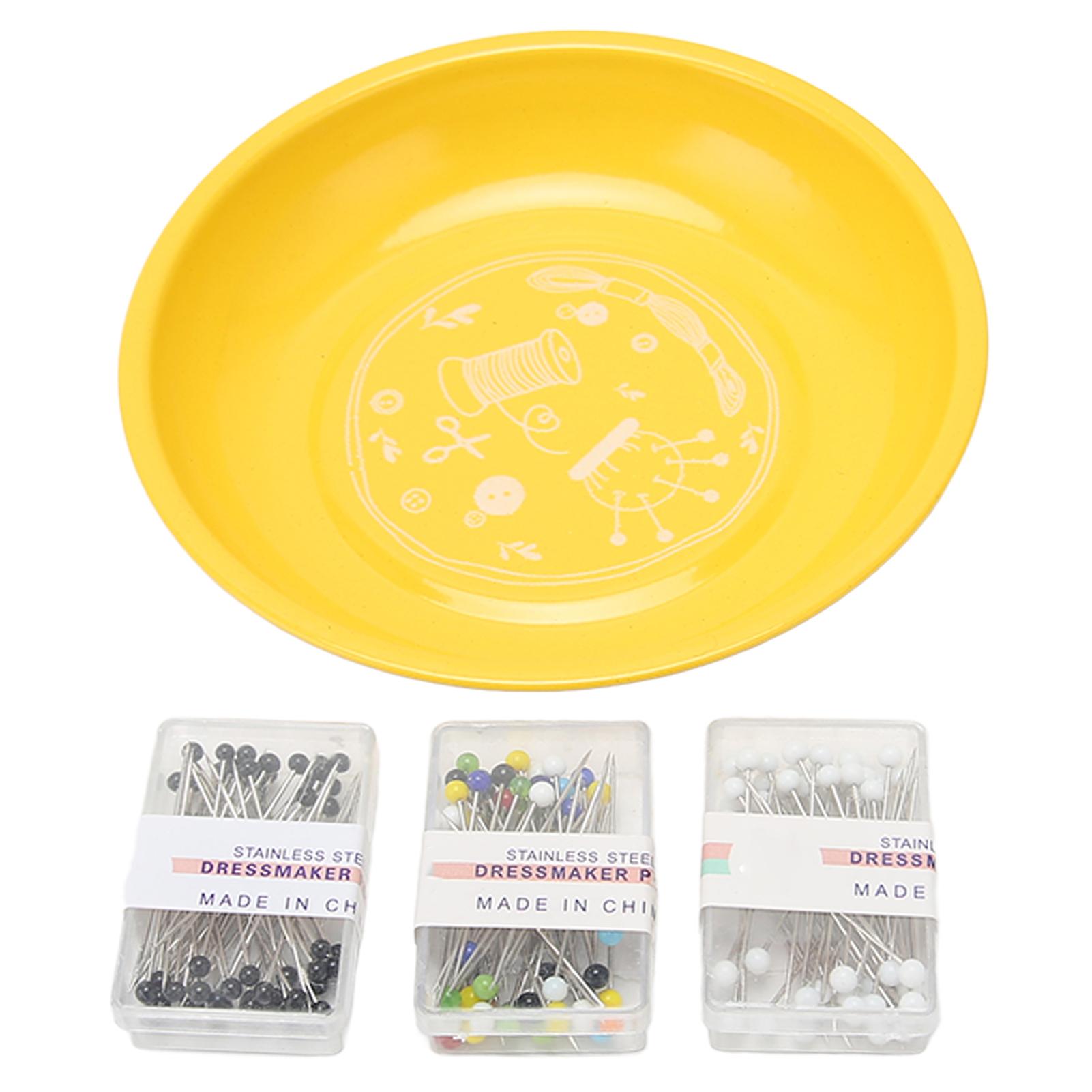 

Магнитная чаша для булавок с 150 шт. иглами для бисера, безопасный держатель для швейных булавок из нержавеющей стали 430 жёлтый