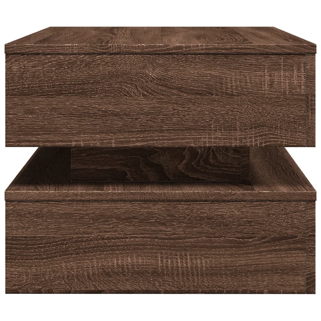 Coffee Table with LED Lights Brown Oak Effect 90 X 50 X 40 Cm