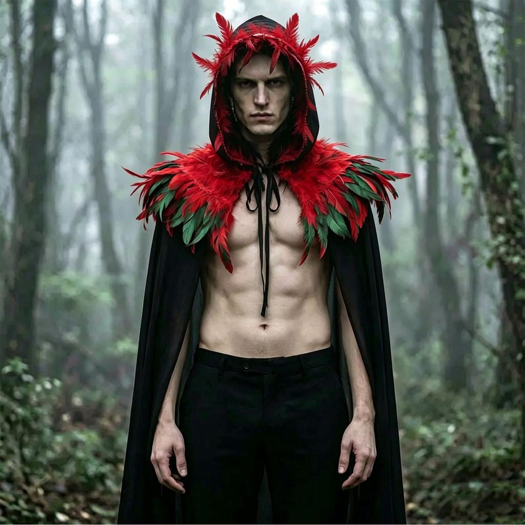 Mantello Gotico di Halloween da Uomo per Costume Cosplay Festa in Costume Mascherata