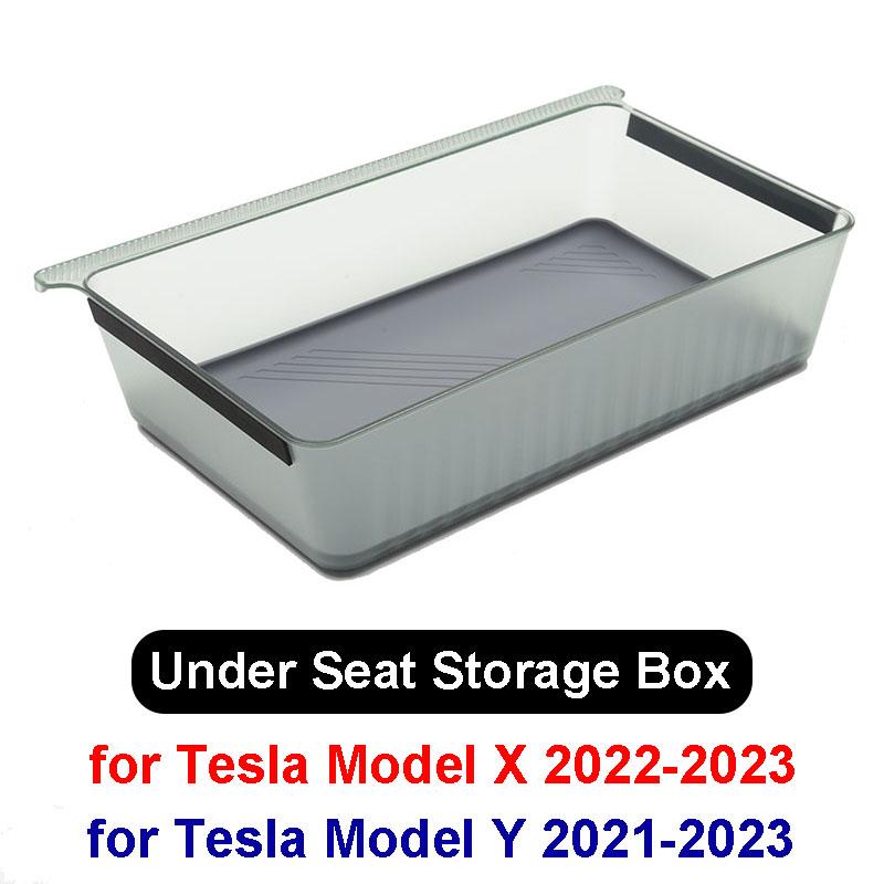 

для Tesla Model XY 2023 Аксессуары Органайзер для хранения под сиденьем Ящик для хранения вещей Передний и задний сиденья Прозрачный ПК Водонепроницаемые детали ModelX