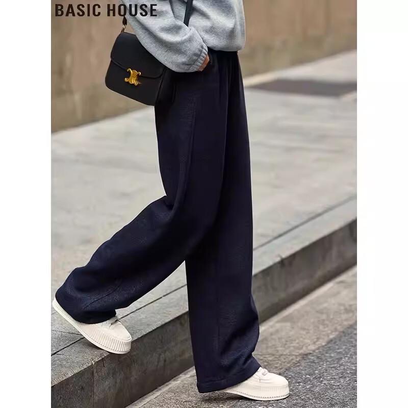 Basic House Women s Navy High-Waist Wide-Leg Pants XL