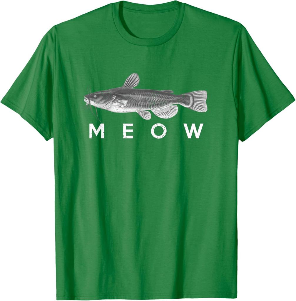 T-shirt Graphique Poisson-chat Miaou Jeu de Mots Drôle Pêcheur Amoureux Cadeau T-shirt