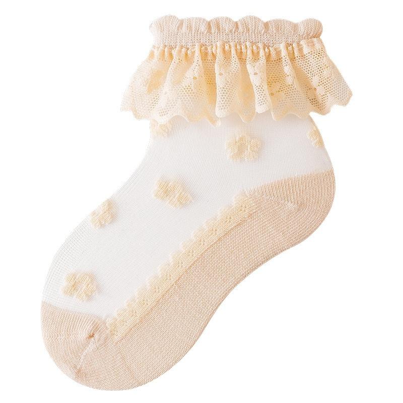 Baby Girl Socks Breathable Cotton Lace Ruffle Princess Mesh Socks Children Ankle Short Sock White Pink Beige Girls Kids Toddler