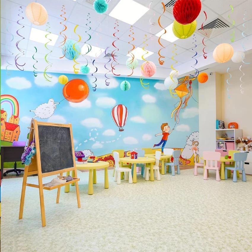 6 Stück/Set Pastellfarbene Hängende Spiralen Partydekorationen, Plastik Geburtstag Girlanden Cocomelon Hochzeit Osterfeier