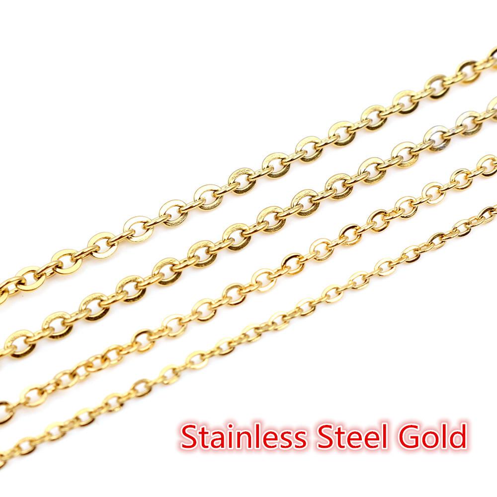 5 Meters/Lot Never Fade Stainless Steel Squash Cross Necklace Chains For DIY Jewelry Findings Making Materials Handmade Supplies