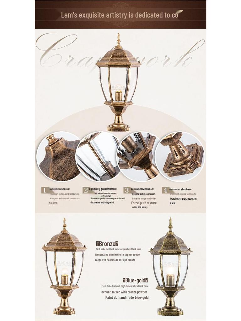 Waterproof Outdoor Pillar Wall Light for Garden, Courtyard, Villa Gates, and Landscape