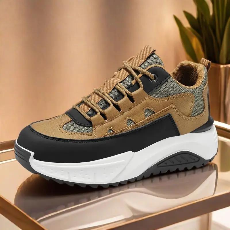 

Casual Shoes Men s Sneakers Loafers Platform Sports Shoes Fashion Outdoor Boots Wear-resistant Soft and Comfortable Ventilate 44 коричневий