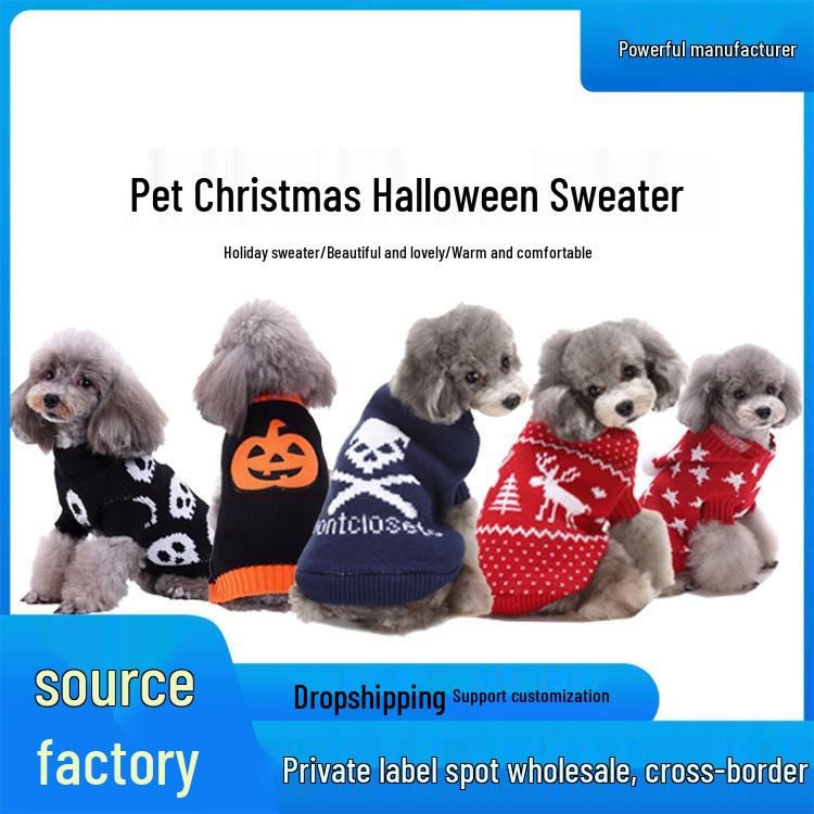Wan Knitted Christmas Pet Sweater – Warm, Funny Winter Outfit for Puppies