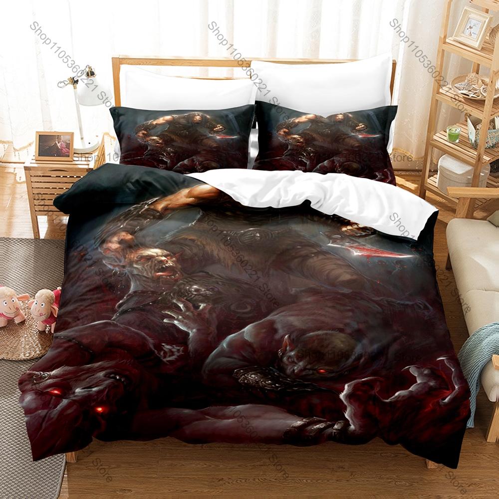 Cool Icon Garshasp Warrior Graphic Monster Slayer Gaming Bedroom Decor Bedding Duvet Cover + 2 Pillowcases Old PC Game Fan Room