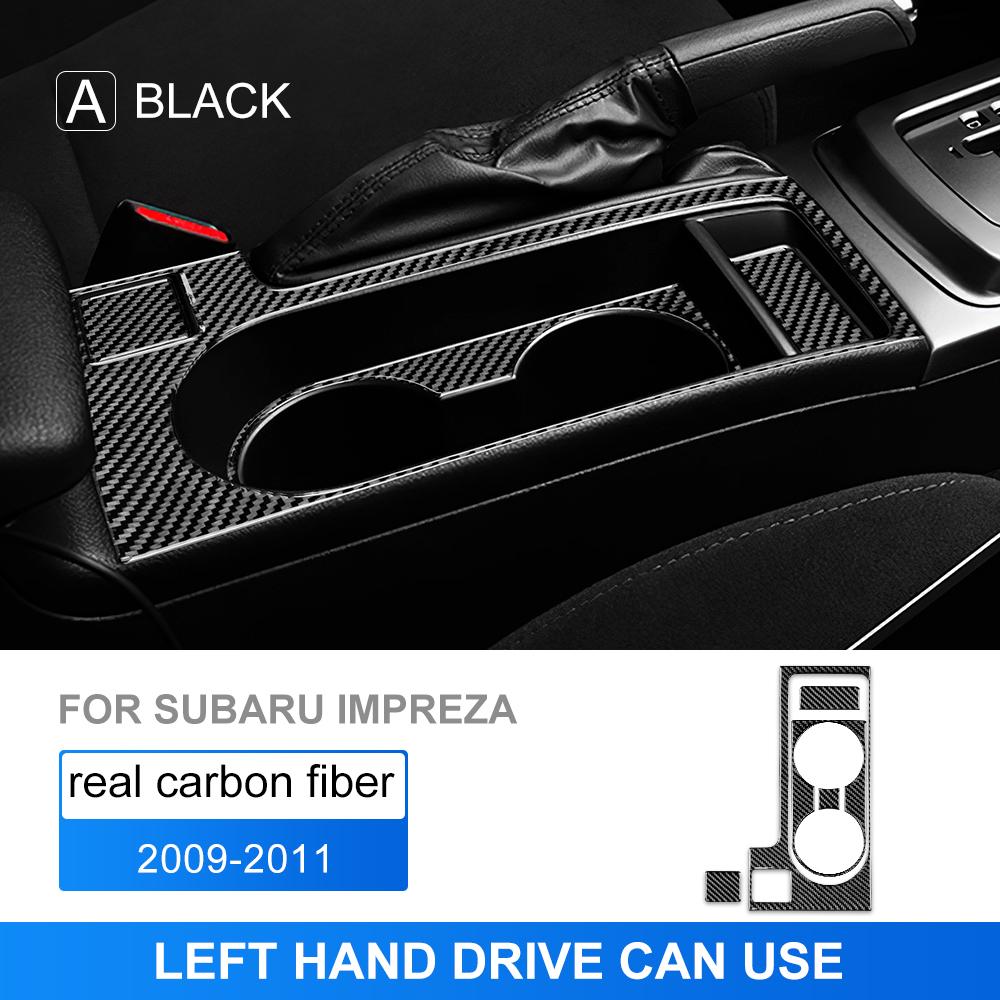Real Soft Carbon Fiber Sticker For compatible vehicle Impreza 2009 2010 2011 Car Central Control Water Cup Holder Interior LHD RHD Trim. For LHD чёрный