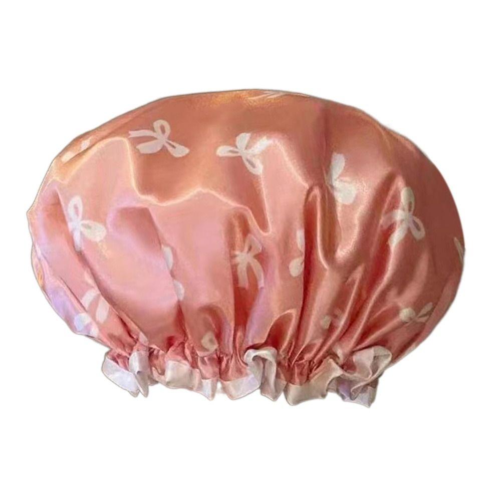 Elastic Shower Cap Double Layered Shower Hair Cover Universal Bath Hat