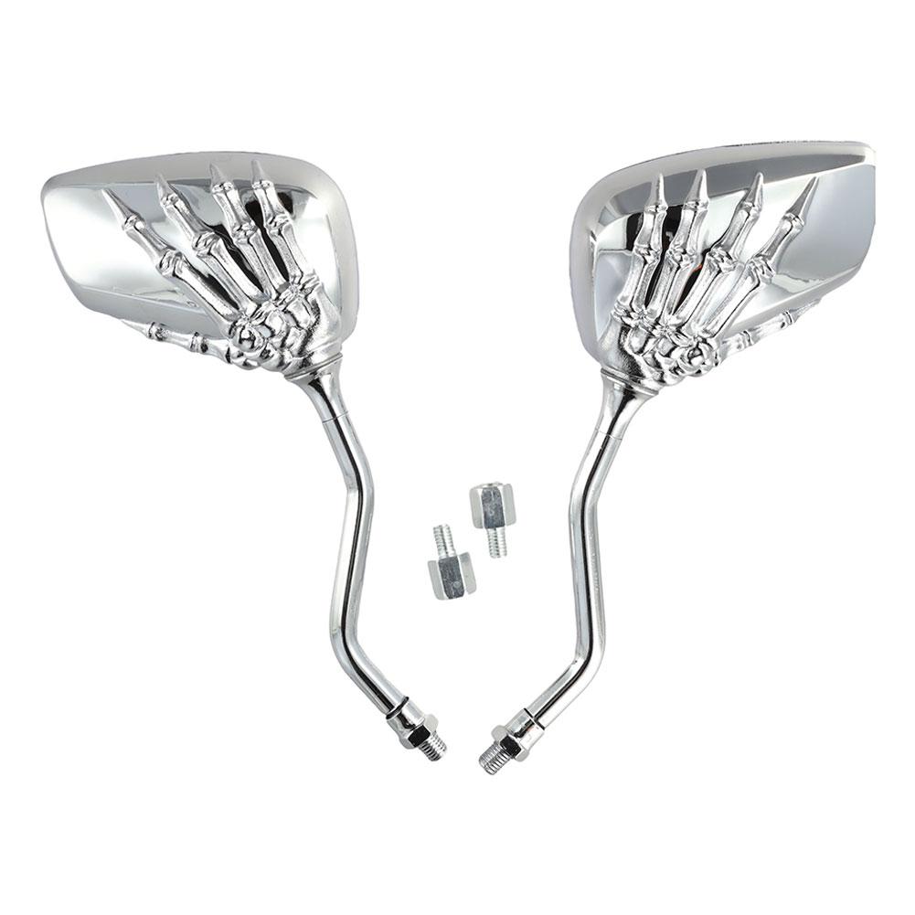 Motorcycle Skeleton Skull Hand Claw Shadow Rearview Side Mirror Fitting For 8mm 10mm Retrofitting Rearview Mirrors X5D2
