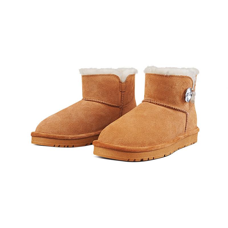 Winter short snow boots women's velvet thickened warm fashionable versatile non-slip buckle cotton shoes