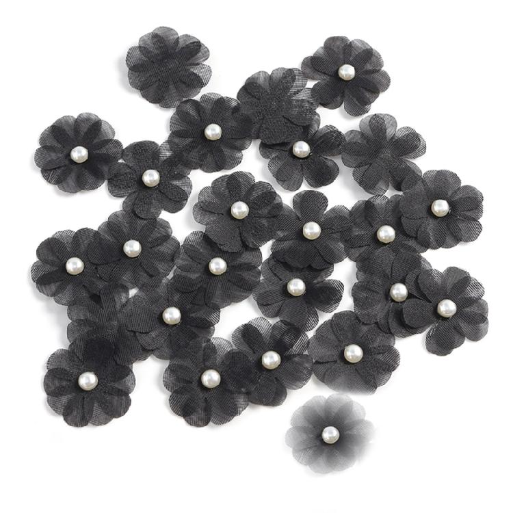 30Pieces Fabric Flower Appliques Clothing Accessories 35mm Sewing Flower for Wedding Dress Shoes Hat Home Decoration