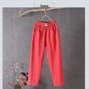 Women's 2023 Cotton-Linen Casual Straight Pants, Korean Style, Slim Fit, Lightweight Nine-Point Harem.