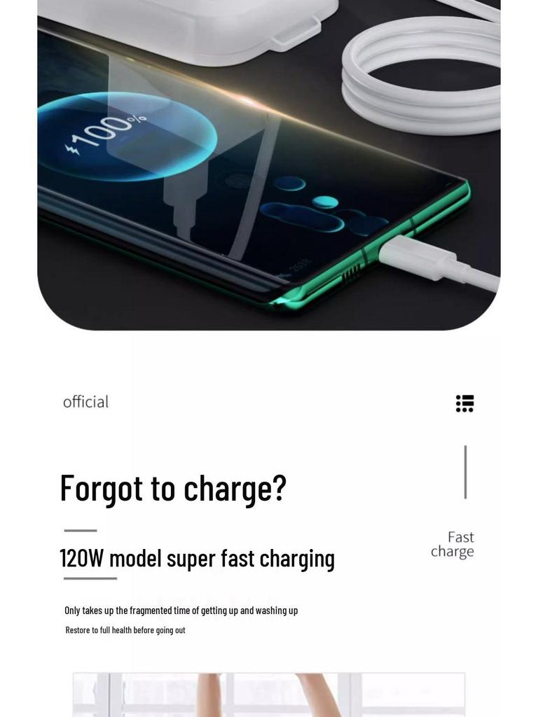120W Super Fast Charger and 66W Flash Charging Cable Compatible with Huawei and Honor Phones.
