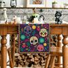 Horror Halloween Skull Table Runner Ethnic Mexico Flower Table Runner Day of The Dead Kitchen Dining Tablecloth Table