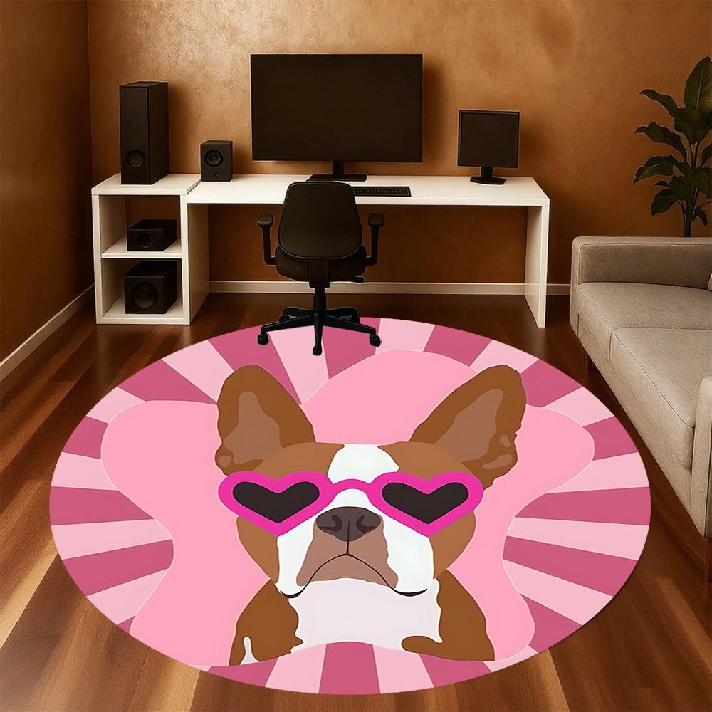 1pc dog heart Round Chair mat Area Rug - Non-Slip, Floor Mat for Office, Bedroom, and Indoor Decor c1125031