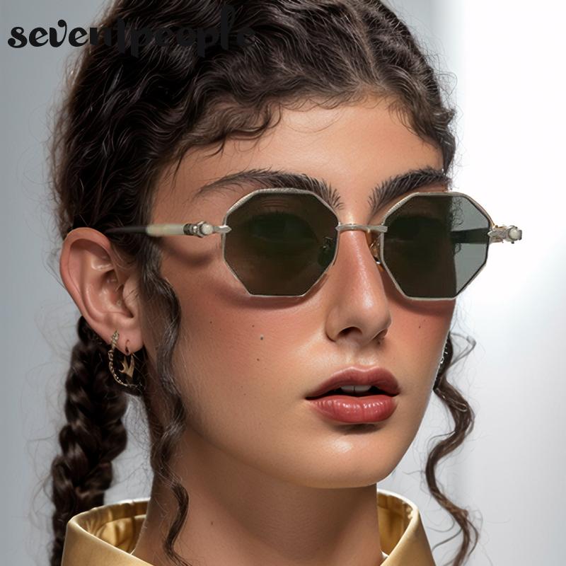 Vintage Small Hexagon Sunglasses Women Men  Luxury Brand Classic Metal Frame Polygon Eyewear UV400 Protection Outdoor Shades